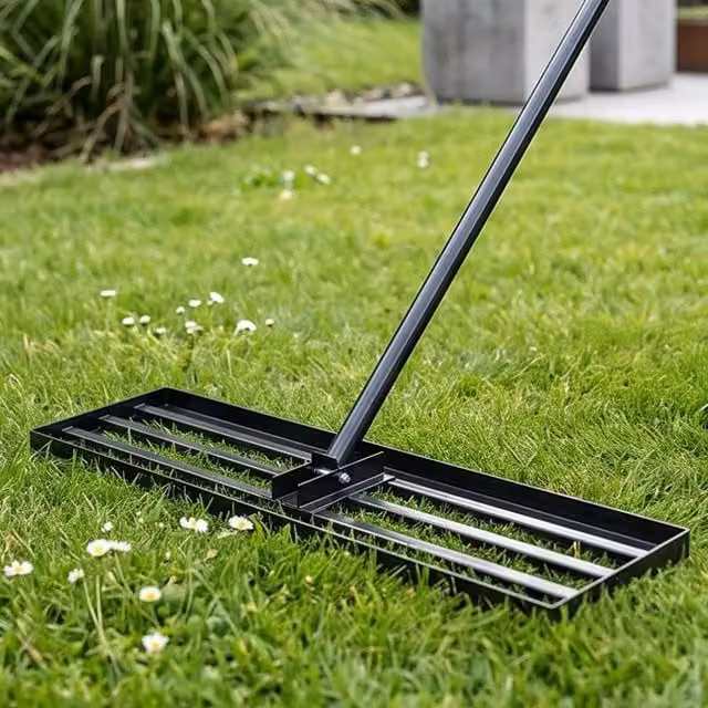 Living and Home Lawn Levelling Rake with 213 cm Stainless Steel Handle in Black