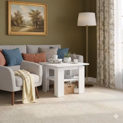 Shefa Line Element 550 White Wooden Coffee Table with Open Shelf – 3