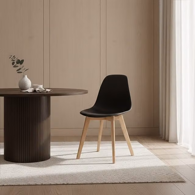 Interiors by Premier Orsina Black Synthetic Leather Chair with Beech Wood Legs