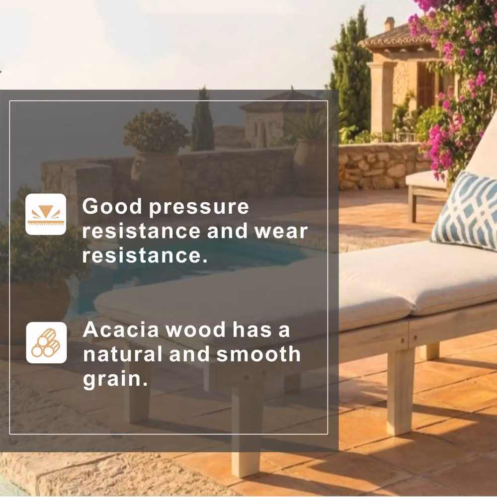 Direct Wicker 5-Position Adjustable Acacia Wood Garden Lounge with Cream Cushions – 4