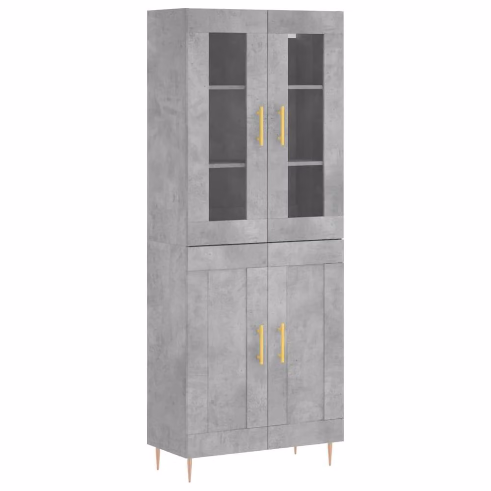 Berkfield Home Modern Highboard in Concrete Grey, W/D/H: 69.5 x 34 x 180 cm – 3