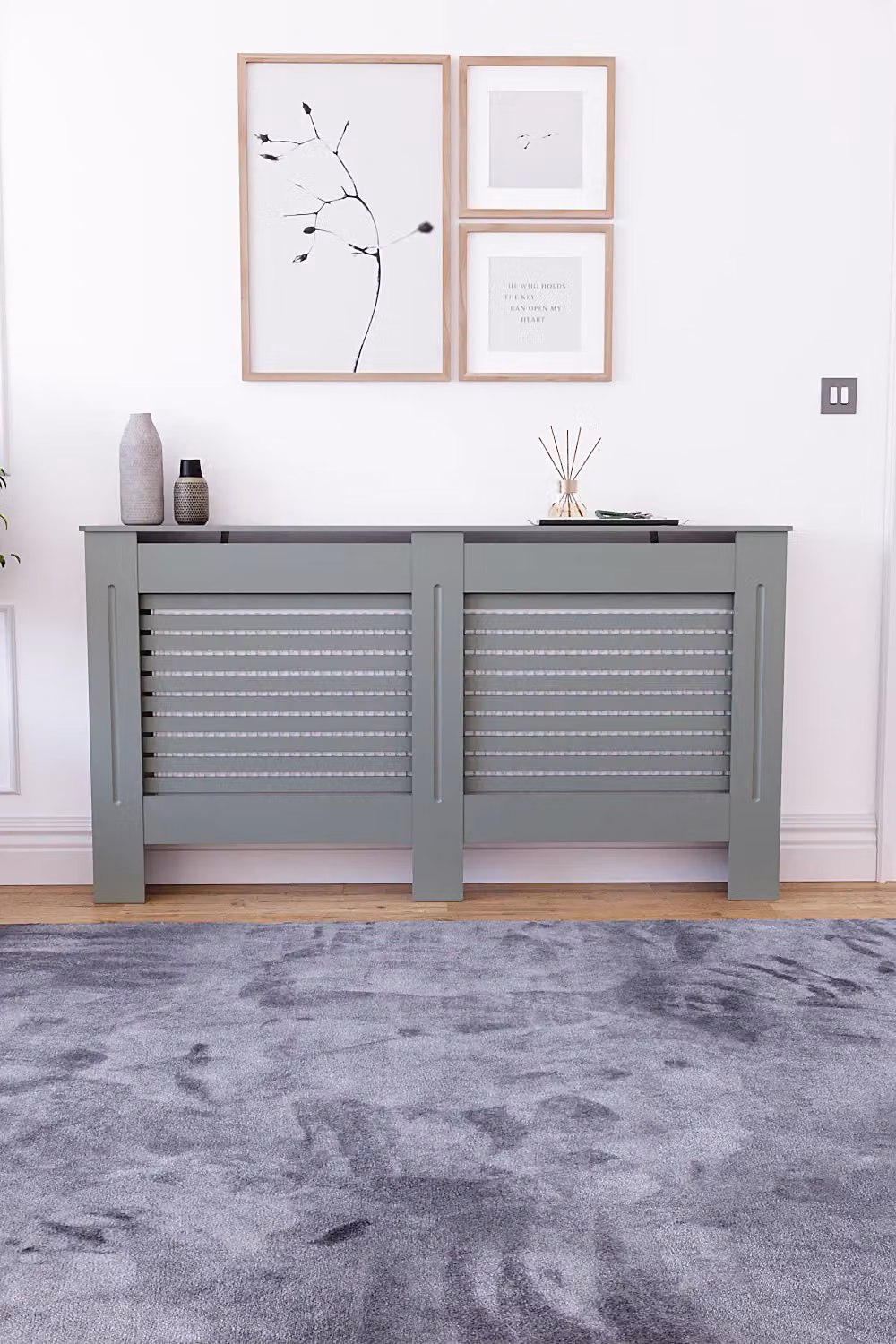 Vida Designs Milton MDF Radiator Cover in Grey, W/D/H: 82.0 x 152.0 x 19.0 cm – 3