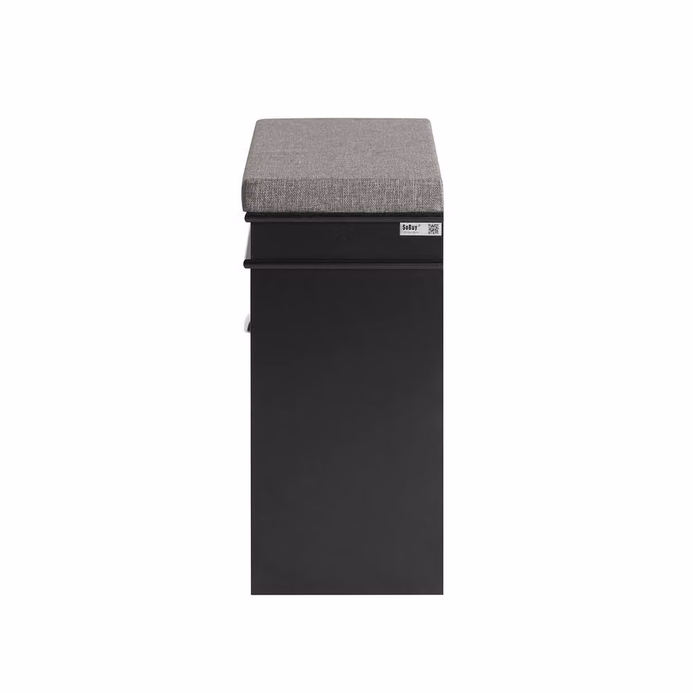 SoBuy Slim Entrance Shoe Cabinet in Black with Flip-Down Storage – 3