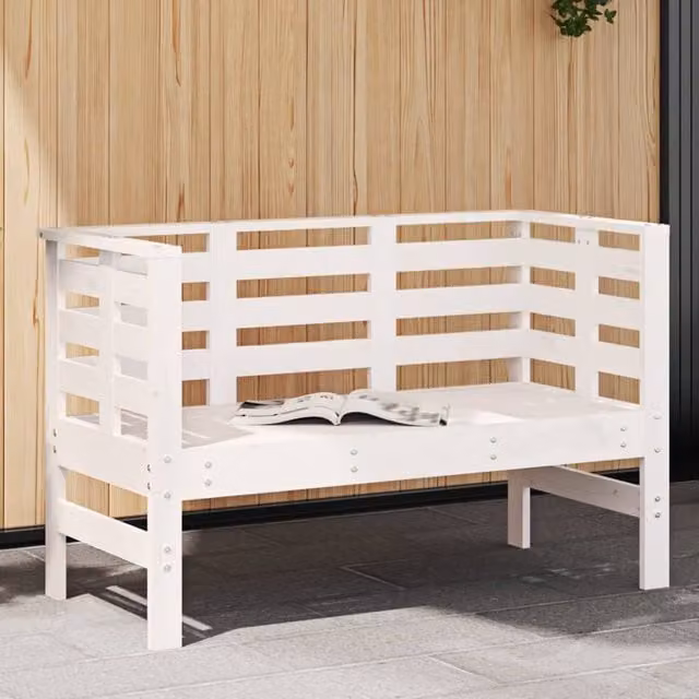 Berkfield Home Rustic White Lacquered Solid Pine Garden Bench W/D/H: 111.5 x 53 x 71 cm – 1