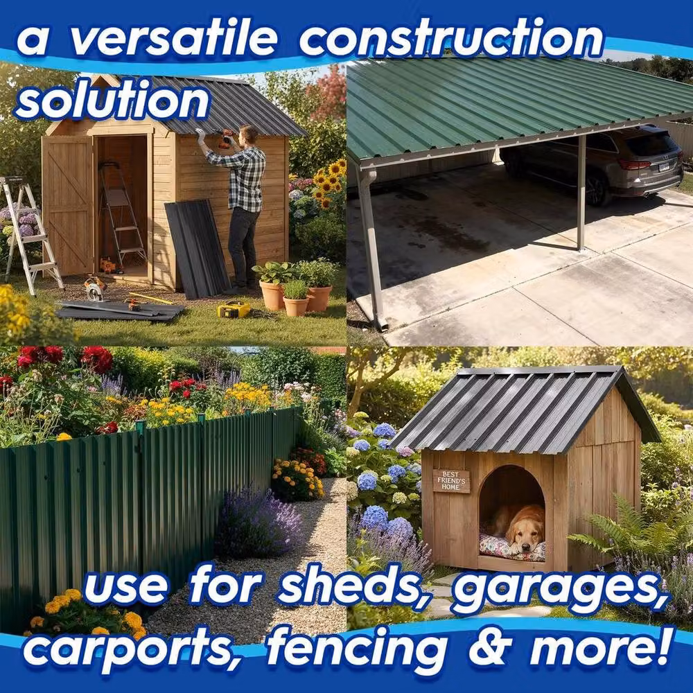 FLAVORA Green Galvanised Steel Ridge Caps for Sheds and Carports, W: 52 cm, L: 1000 cm – 4
