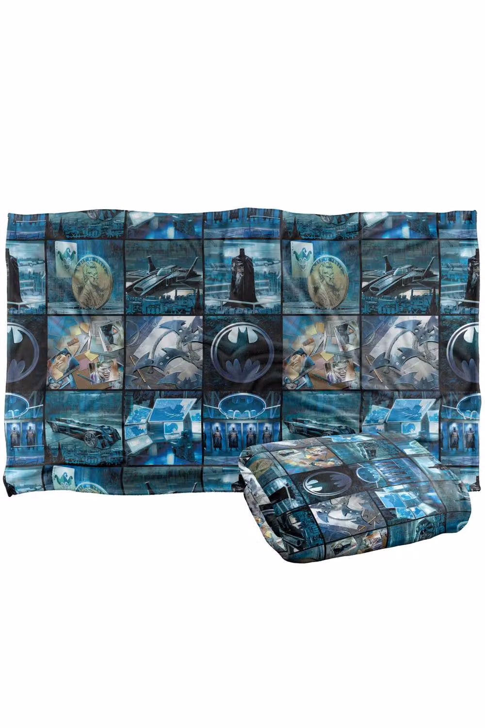 Warner Bros. Batman Batcave Tiles Super Soft Silky Touch Throw Blanket, Blue Multicolour, Large – 2