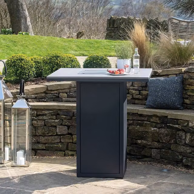 Pacific Lifestyle Cosiloft 100 Fire Pit Bar Table in Matt Grey Powder Coated Aluminium