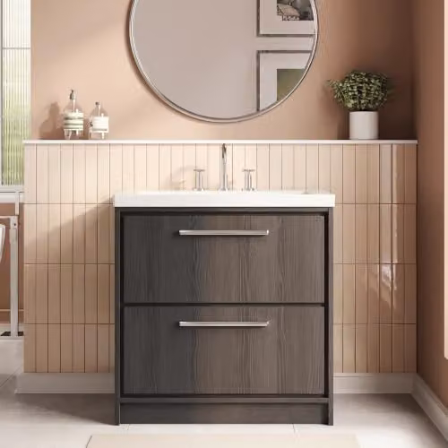 Balterley Floor Standing Bathroom Vanity Unit with Rectangular Basin and 2 Soft Close Drawers, Graphite Grey, W: 81.3 cm, D: 46.2 cm, H: 84.5 cm – 2