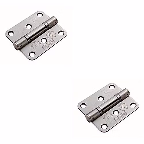 Loops 2 Pack of Ball Bearing Hinges in Brushed Satin Stainless Steel, W/D/H: 76 x 67 x 2.5 mm