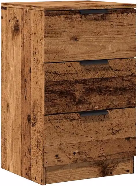 Berkfield Home Bedside Cabinet in Old Wood Brown, W/D/H: 40 x 36 x 65 cm