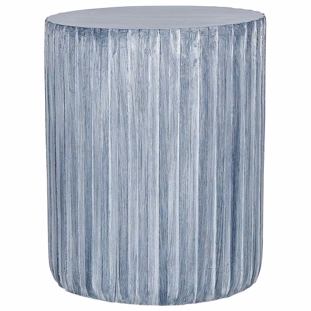 Wyld and Coco Round Drum Side Table in Grey Composite, Diameter: 39 cm – 2