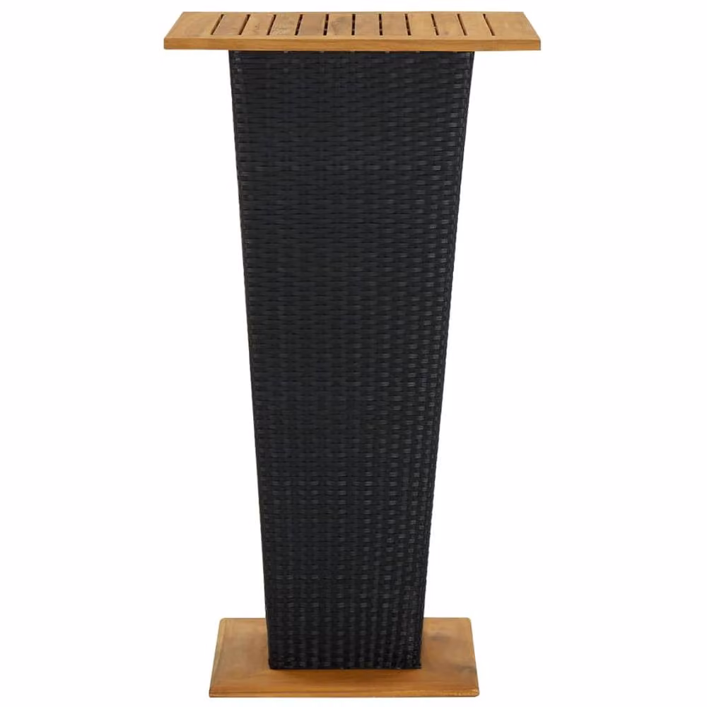 Berkfield Black Home Bar Table in Poly Rattan and Solid Acacia Wood, W/D/H: 60 x 60 x 110 cm – 2