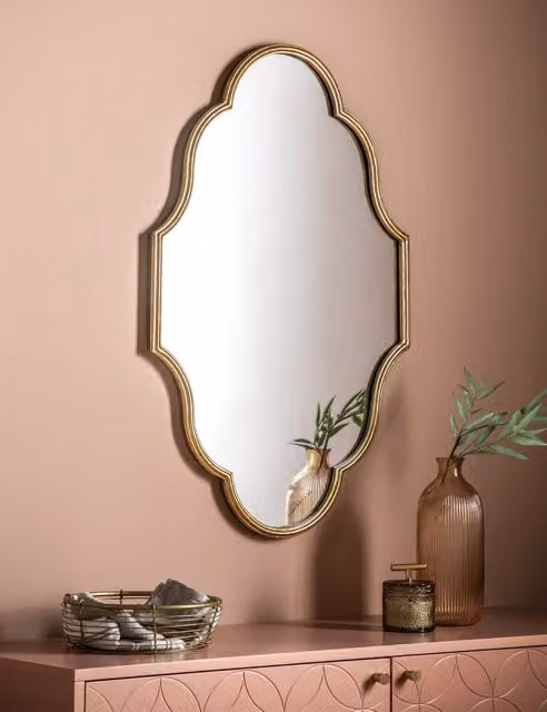 Gallery Direct Castello Large Curved Vintage Wall Mirror in Gold