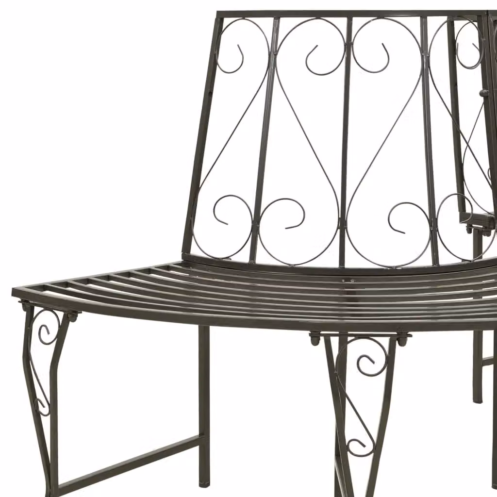 Berkfield Home Garden Half Round Tree Bench in Grey Metal, 160 cm – 2