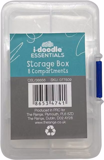 i-doodle Multi-Compartment Plastic Storage Box with Lid, Transparent