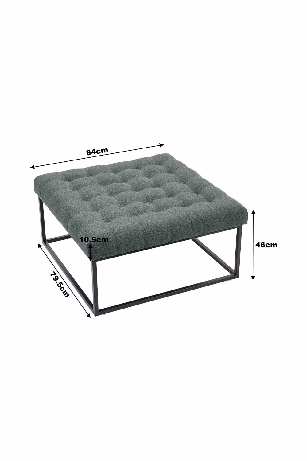 Livingandhome Square Linen Footstool with Metal Frame in Grey – 3