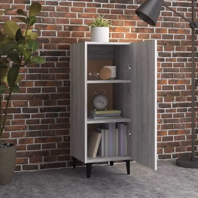 Berkfield Home Grey Sonoma Modern Sideboard in Matt MDF, W/D/H: 34.5 x 34 x 90 cm – 1
