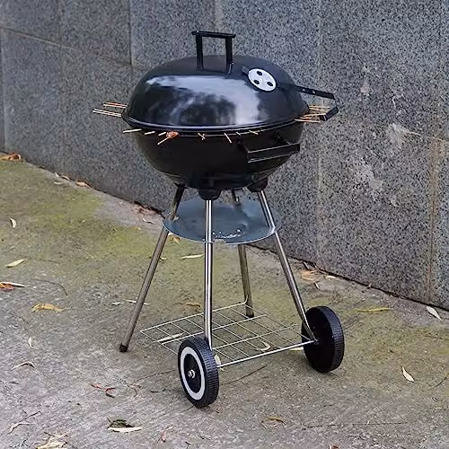Gr8 Garden Portable 18 inch Black Charcoal Kettle BBQ Grill with Cover and Wheels – 2