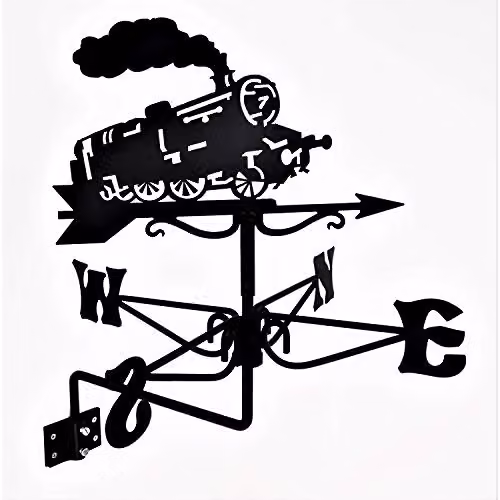 Warmhand Black Metal Steam Engine Mini Weathervane for Wall Mounting – 2