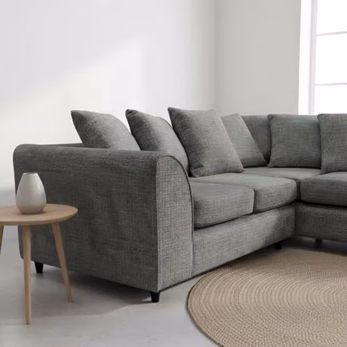 Abakus Direct Jumbo Chenille L-Shaped Corner Sofa with Chaise Extension, Grey, Right Hand Facing, W/D/H: 212 x 164 x 80 cm – 3