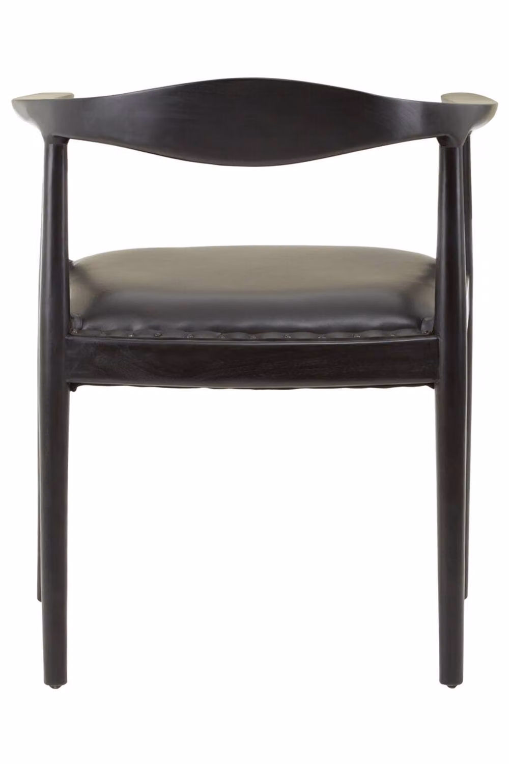 Orsina Black Leather and Teak Wood Armchair – 3