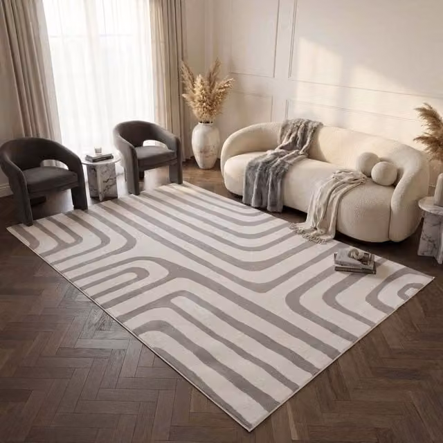 The Rugs Loft Abstract Wave Line Textured Terra Rug, Grey, W: 160 cm, D: 230 cm
