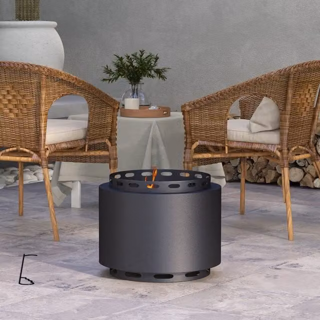 Outsunny Stainless Steel Smokeless Fire Pit Fire Bowl, Black