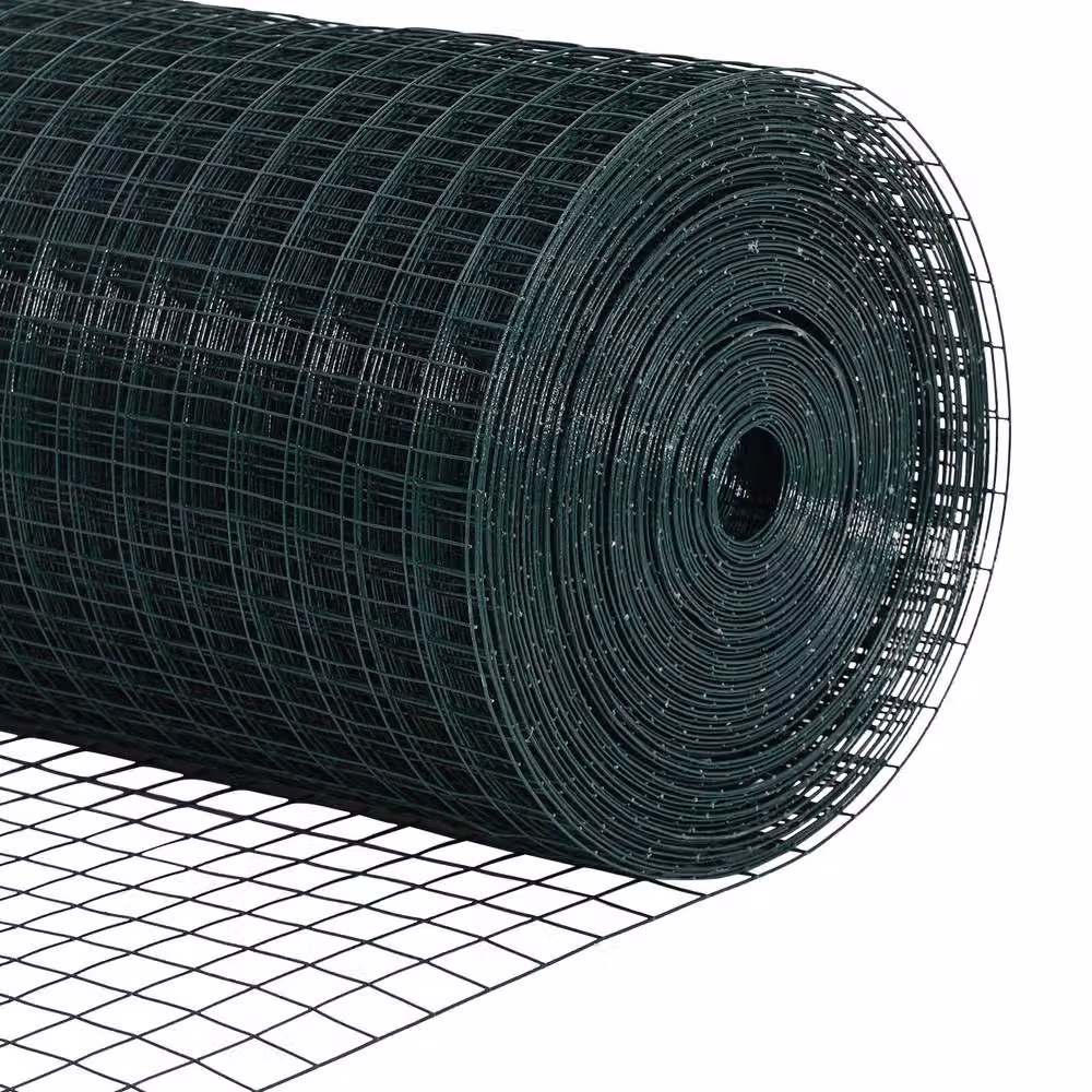 Berkfield Home Green Powder-Coated Steel Welded Wire Fence with 13 Round In-Ground Flanged Posts, W: 25 m, H: 1.5 m – 7