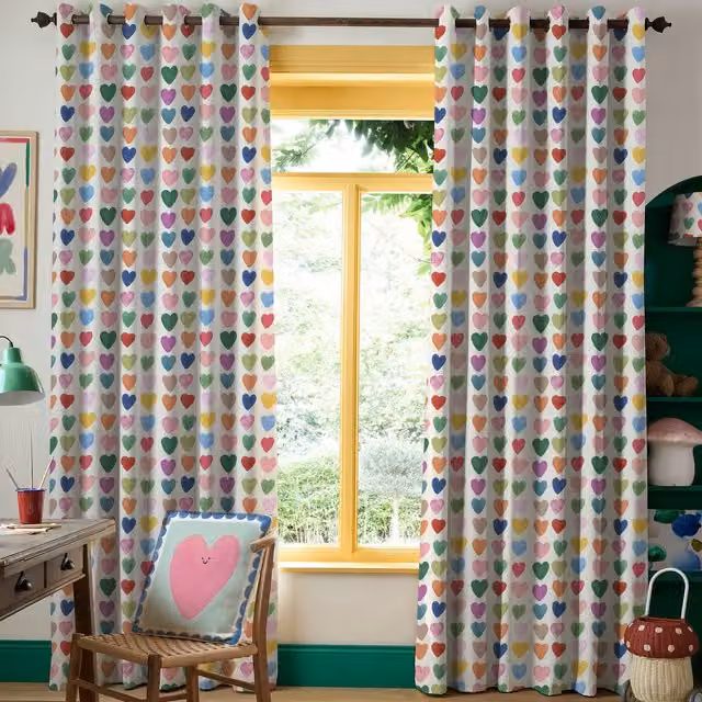 Wee Blue Bell Multicolour Graphic Childrens Blackout Eyelet Curtains in Cotton