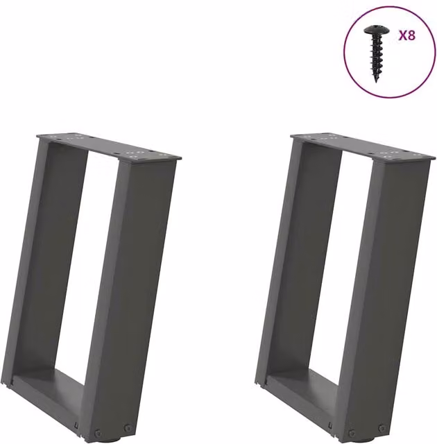 Berkfield Home U-Shaped Coffee Table Legs, 2 Pieces, Anthracite Black Steel, W: 28 cm, H: 42-43 cm