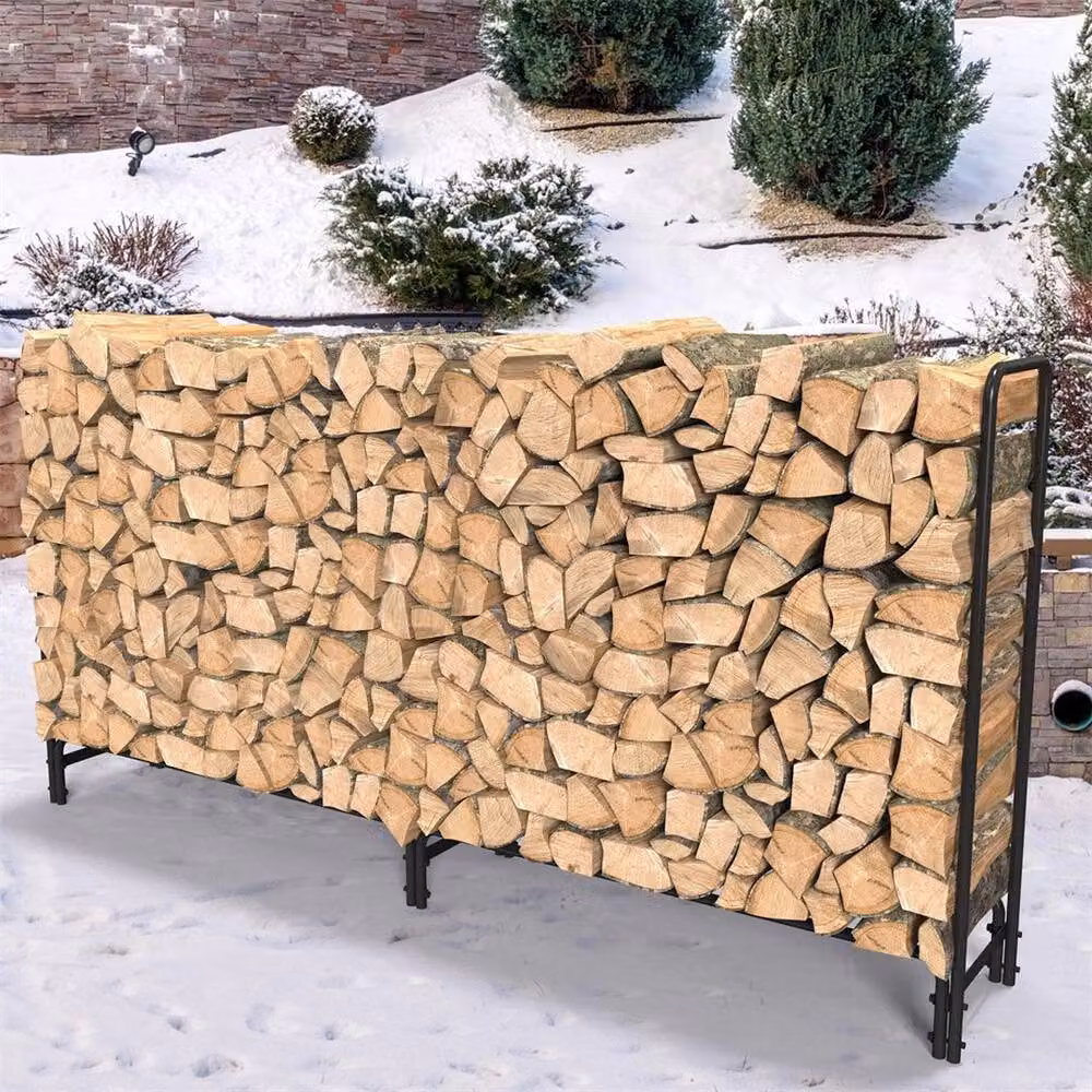FLAVORA Strong Firewood Rack Large Metal Log Holder in Matt Black – 4