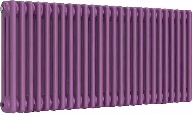 Lux Heat Horizontal 3 Column Steel Radiator in Pretty Plum Purple, W: 119 cm, H: 50 cm