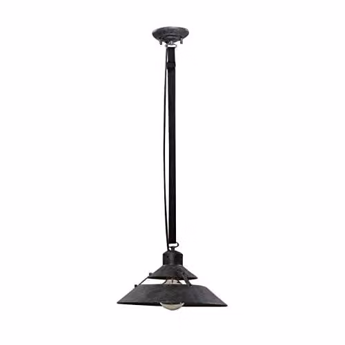 Netlighting Industrial Dome Ceiling Pendant, Black Metal, 40W E27, Height Adjustable