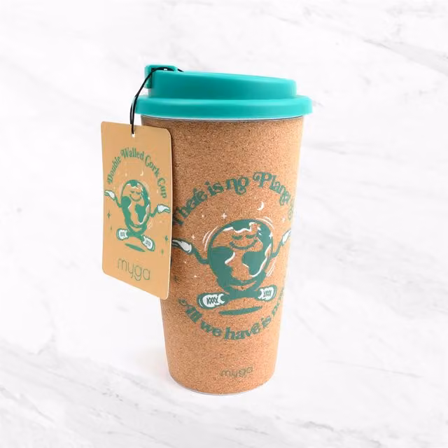 Myga Double Walled Cork Mug in Brown and Green