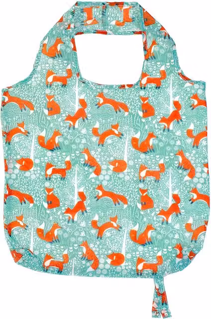 Ulster Weavers Foraging Fox Packable Bag in Blue and Orange