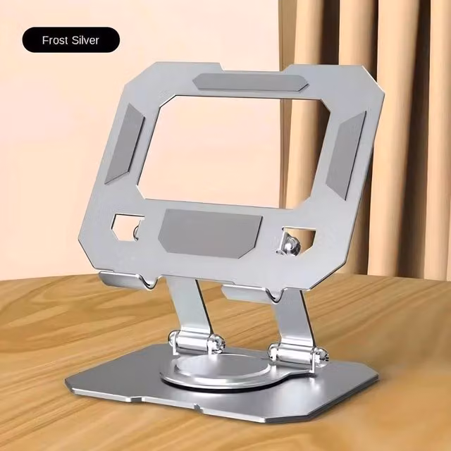 SPETLEK Portable Metal Desktop Swivel Tablet Stand Holder in Silver