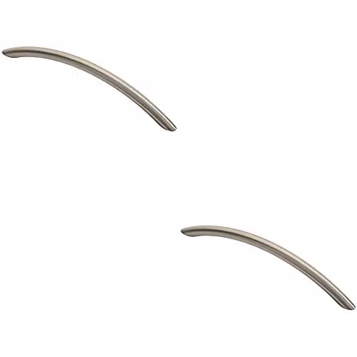 Loops 2 Pack Curved Bow Cabinet Pull Handles in Brushed Silver, W: 19 cm, D: 1 cm, Fixing Centres: 16 cm