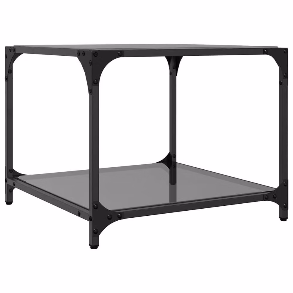 Berkfield Home Set of 2 Modern Square Coffee Tables with Black Glossy Glass Tops and Steel Frames, W/D/H: 50 x 50 x 40 cm – 4