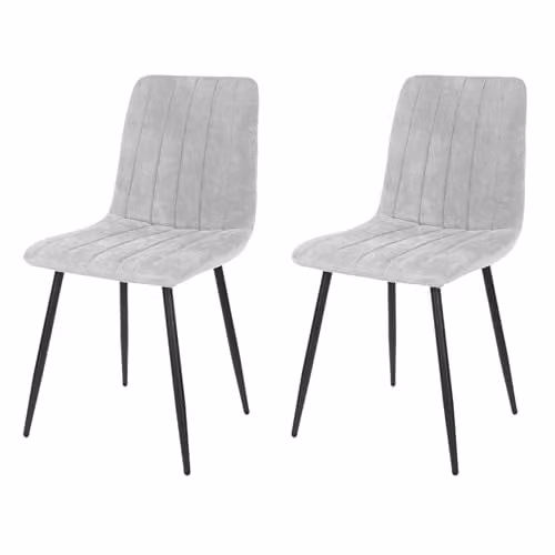 Core Products Aspen Set of 2 Light Grey Cord Fabric Dining Chairs with Metal Frame