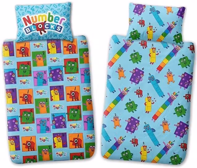 Numberblocks Reversible Duvet Cover Set, Multicoloured and Blue Cotton Polyester Graphic Design