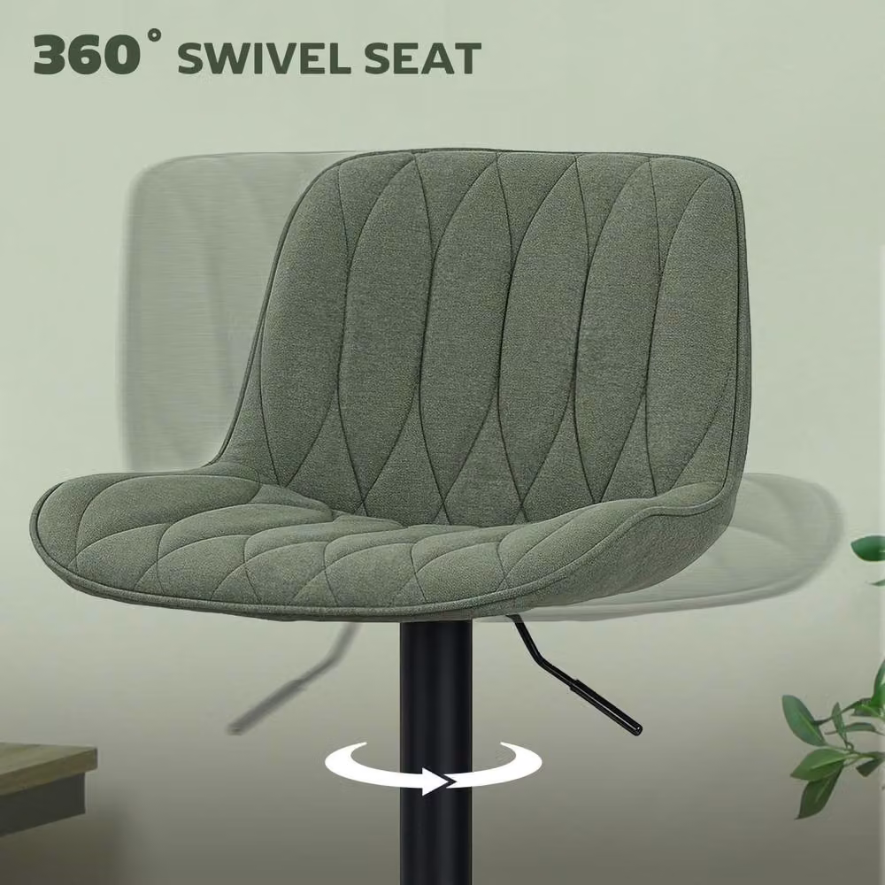 Wyld Haus Kali Green Linen Look Adjustable Swivel Bar Stools, Set of 2 – 6