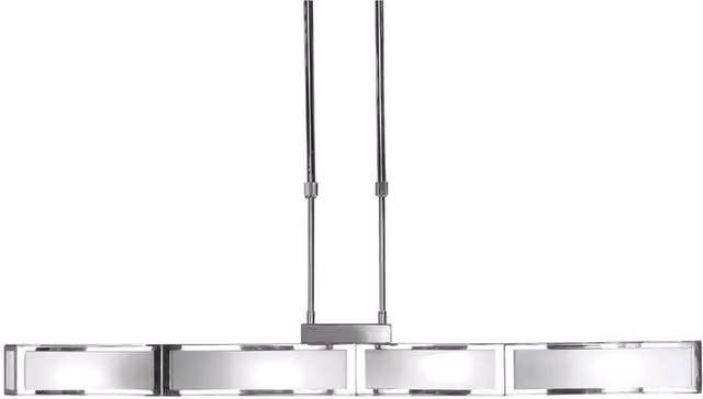 Netlighting Duna 4-Light E27 Ceiling Pendant Bar in Polished Chrome with White and Grey Acrylic