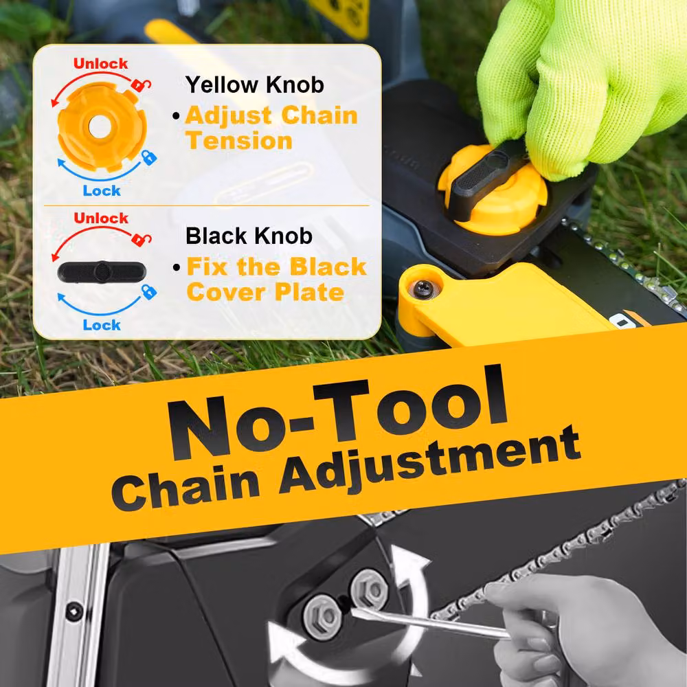 Prunarbo Powerful Mini Chainsaw Kit in Black with 2 x 4.0Ah Rechargeable Batteries – 5