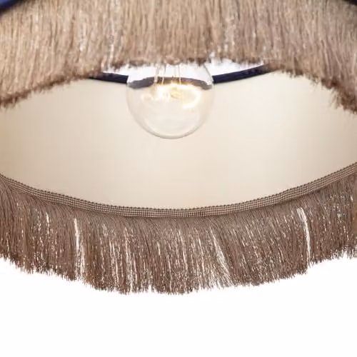Happy Homewares Modern Round Blue Velvet Pendant Light Shade with Gold Tassels, W: 30 cm, H: 13 cm – 2