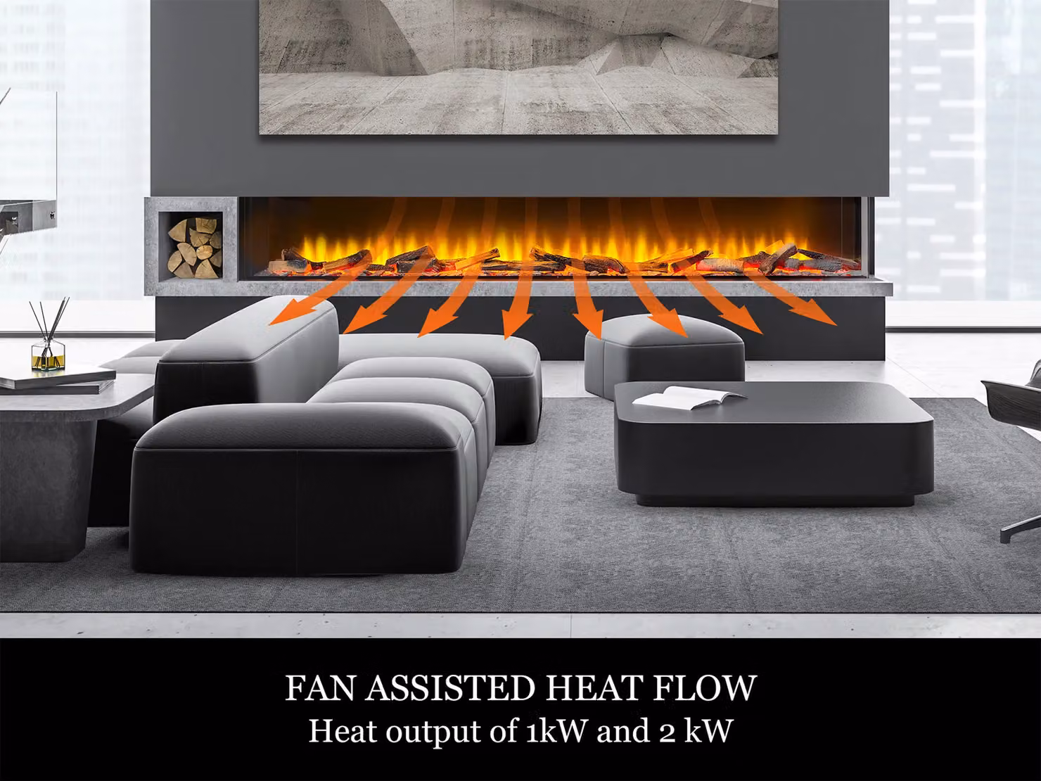 Acantha Aspire 200 Corner View Built-in Electric Media Wall Fire in Black – 4