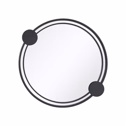 Charles Bentley Warsaw Round Wall Mounted Garden Mirror with Black Aluminium Frame, W: 65 cm, H: 58 cm, D: 58 cm – 4