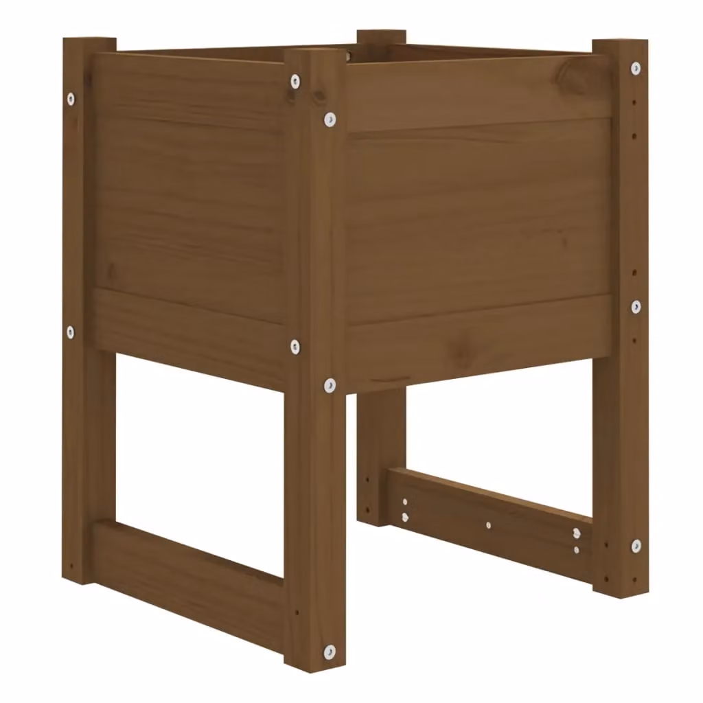 Berkfield Home Brown Solid Wood Pine Planter Tub W/D/H: 40 x 40 x 52.5 cm – 2