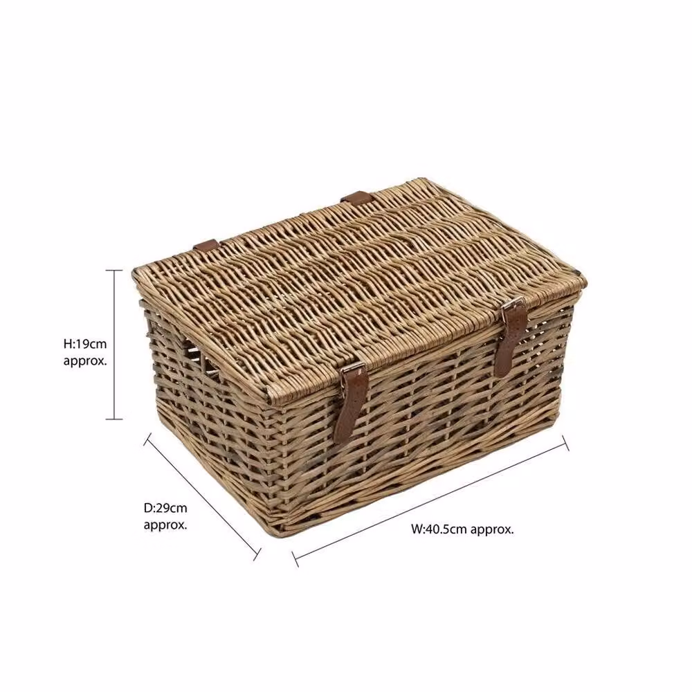 EONLION Handmade Buff Wicker Hamper in Brown, W/D/H: 60 x 19 x 42.1 cm – 2
