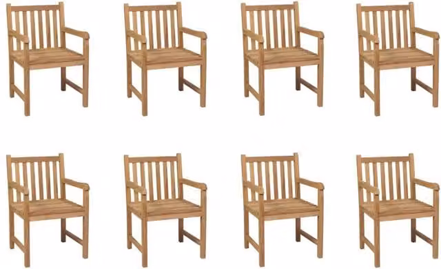 Berkfield Home Set of 8 Rustic Solid Teak Wood Outdoor Chairs in Brown