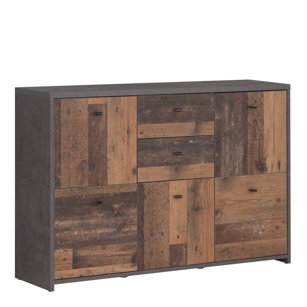 Wyld Haus Willowmere Vintage Wood Storage Cabinet in Grey with 2 Drawers and 5 Doors – 2